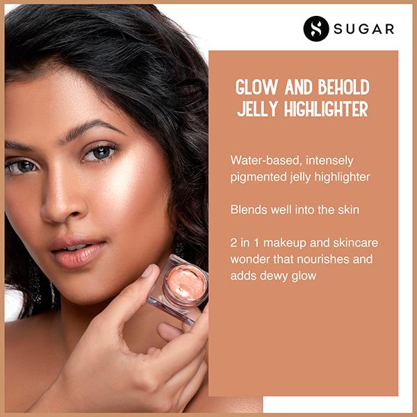 SUGAR Cosmetics Glow And Behold Jelly Highlighter - 02 Peach Pioneer (Peach Pink Gold) 3 gm - Highlighters & Illuminators