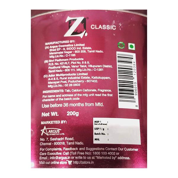 Z Classic TALC FOR MEN 200 g - Talcum Powders