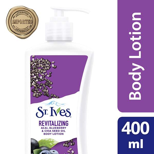 St. Ives Revitalizing Acai Blueberry & Chia Seed Body Lotion 100% Natural Moisturizers 400 ml