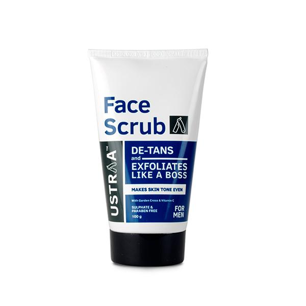 Ustraa Men's Face Scrub for De-Tans & Exfoliates with Garden Cress & Vitamin C 100gm