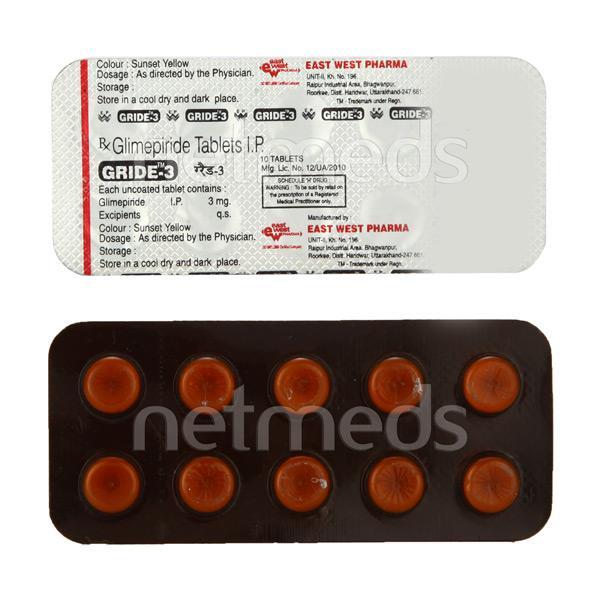 Gride 3mg Tablet 10'S - Diabetes-Ant