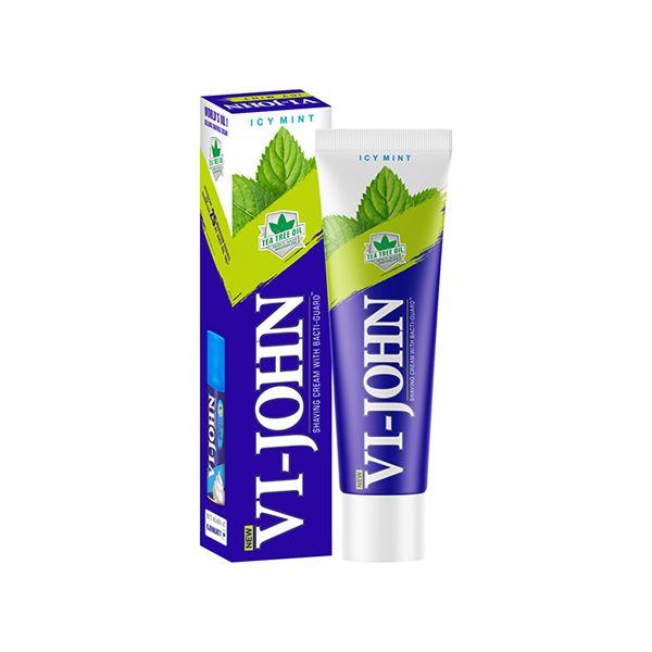 VI-John Shaving Cream Icy Mint with Tea Tree Oil and Bacti-Guard for All Skin Types 125 gm - Shaving Creams