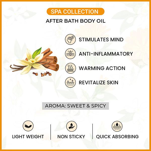 Keya Seth Aromatherapy Spicy Vanilla After Bath Body Oil Light, Non-Sticky and Quick Absorbing 200 ml - Massage Oils