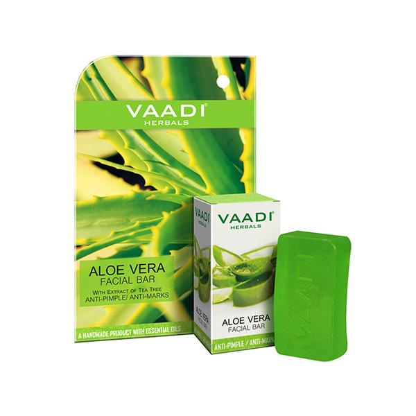 Netmeds | Vaadi Herbals Facial Bar Soap - Aloe Vera with Extract of Tea Tree Anti-Pimple Anti-Mask 25gm