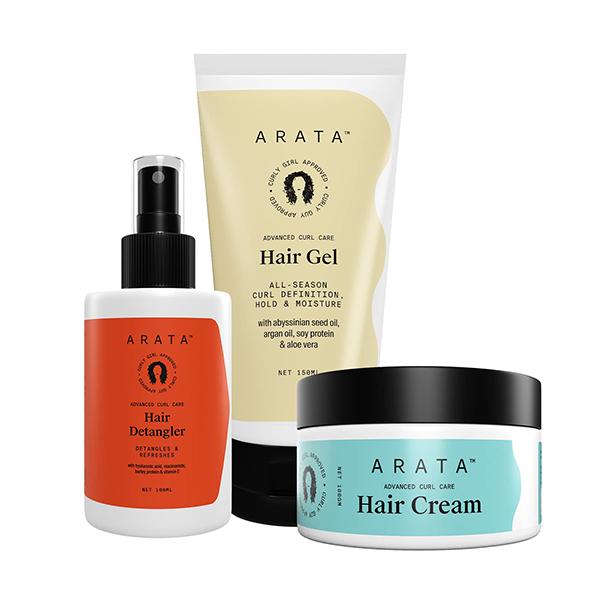 Netmeds | Arata Advanced Curl Care Hair Detangler (100 ML), Advanced Curl Care Hair Cream (100 GM), & Advanced Curl Care Hair Gel (150 ML) 350 gm