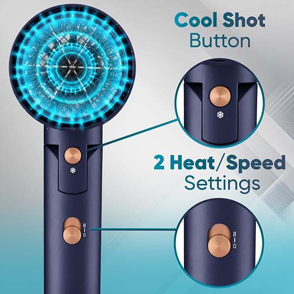 Vega Ionic 1400W Foldable Hair Dryer for Men and Women with 2 Heat/Speed Settings, (VHDH-35) 496 gm - Hair Dryers