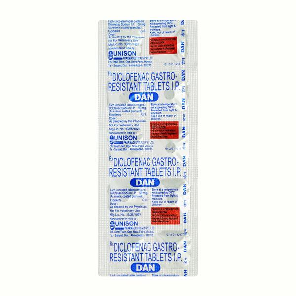 DAN 50mg Tablet 10'S - Pain relief-Nsa