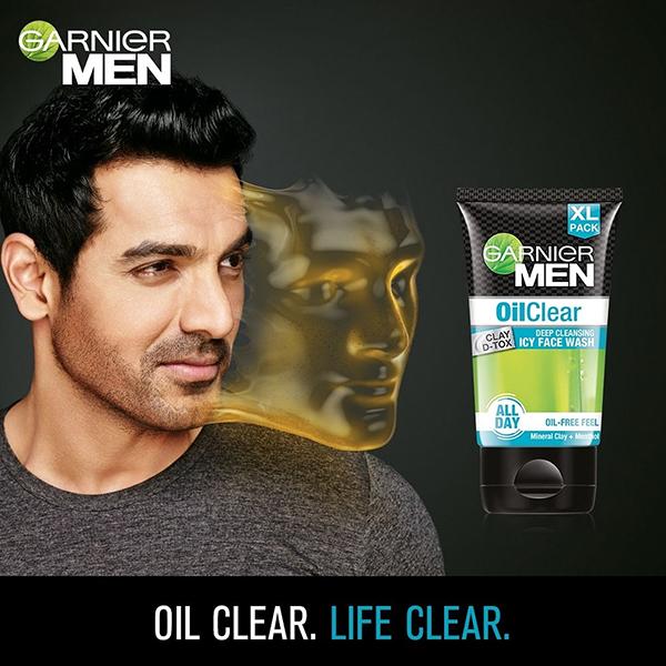 Garnier Men Oil Clear Clay D-Tox Deep Cleansing Icy Face Wash Mineral Clay+Menthol 150gm - Face Washes