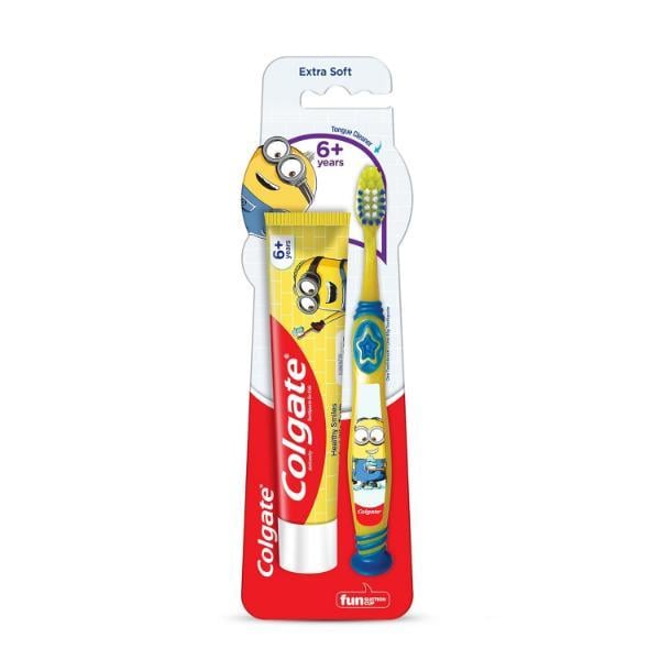 Netmeds | Colgate Minions (6+ Years) Extra Soft Toothbrush 1's + Toothpaste (Bubble Fruit Flavour) 40 g