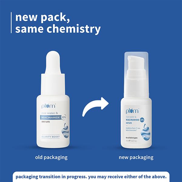 Plum 10% Niacinamide Face Serum with Rice Water Clarity Boost Fragrance free 15ml - Face Serum