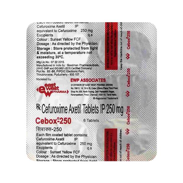 CEBOX 250 Tablet 6's - Bacterial Infections-Cep