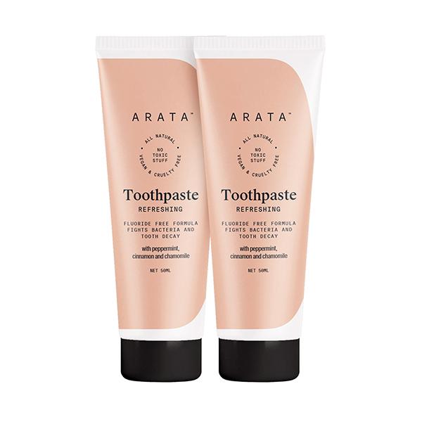 Netmeds | Arata Natural Refreshing Toothpaste With Peppermint, Cinnamon Fights Tooth Decay 100 ml 2's