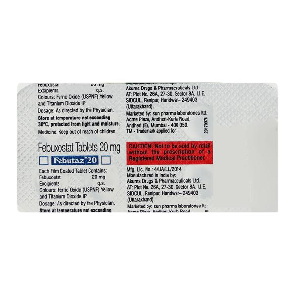 Febutaz 20mg Tablet 10'S - Gout