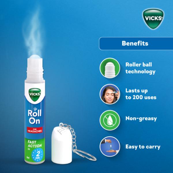 Vicks Roll On For Headaches 8 ml - Roll-On/Patch
