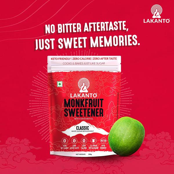 Lakanto Monkfruit Sweetener (Combo Pack Of Classic 2X (30's X 2.5 g) + Classic 200 g) 1's - Sugar Substitute