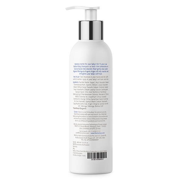 The Mom's Co. Natural Baby Shampoo with Organic Argan Oil & Moringa Oil Tear Free Soap Free 400ml 1's - Baby Shampoo