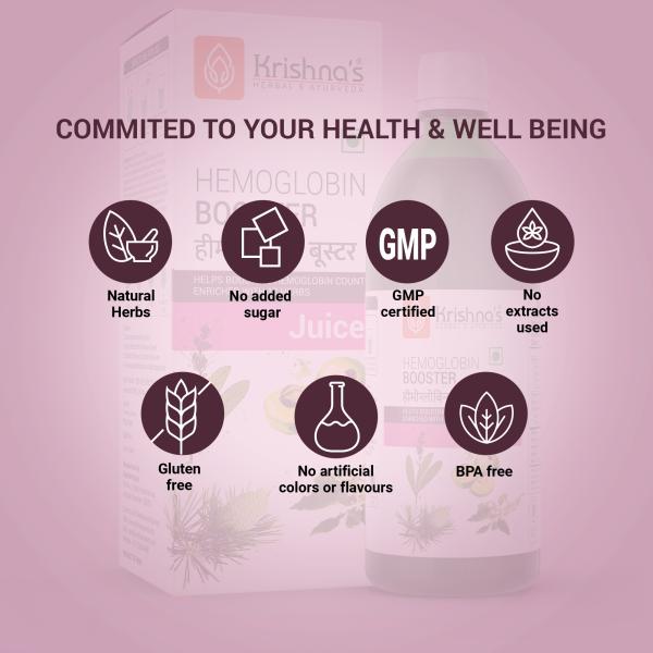 Krishna's Herbal & Ayurveda Hemoglobin Booster Tonic 500 ml - Health Products