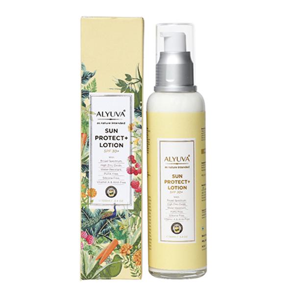 Netmeds | Alyuva Sun Protect+ Lotion Natural Herbal Ingredients SPF 30+ Broad Spectrum 100 ml