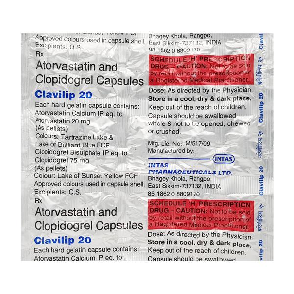 Clavilip 20mg Capsule 15'S - High Cholesterol-Dys