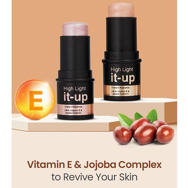 Swiss Beauty High Light It-Up Highlighter, with Vitamin E & Jojoba Complex 2-Golden Hour 8 gm - Highlighters & Illuminators