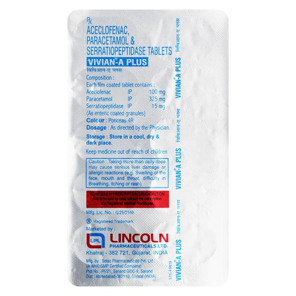Vivian A Plus Tablet 10'S - Pain relief-Nsa