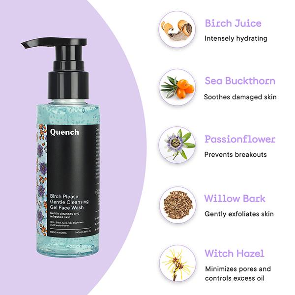 Quench Botanics Birch Please Gentle Cleansing Gel Face Wash 50 ml - Face Wash & Cleansers