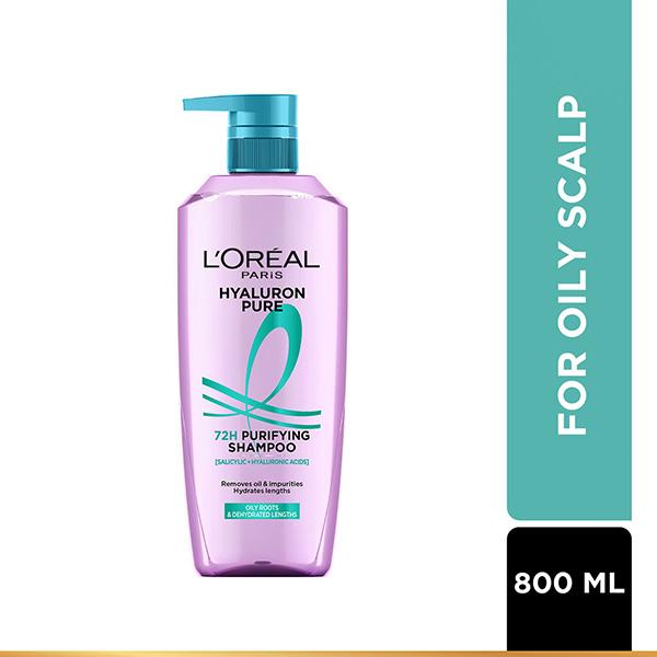 Netmeds | L'Oreal Paris Hyaluron Pure 72H Purifying Shampoo for Fresh Scalp & Hydrated Hair 800 ml