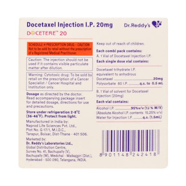 Docetere 20mg Injection 1's - Cancer Oncology-Cyt
