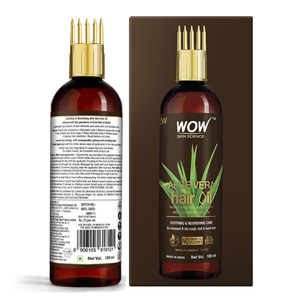WOW Skin Science Aloe Vera Hair Oil - with Comb Applicator 100 ml - Hair Oils