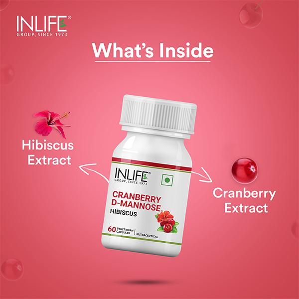 INLIFE Cranberry D-Mannose Hibiscus Veg Capsule 60's - Herbal Dietary Supplement