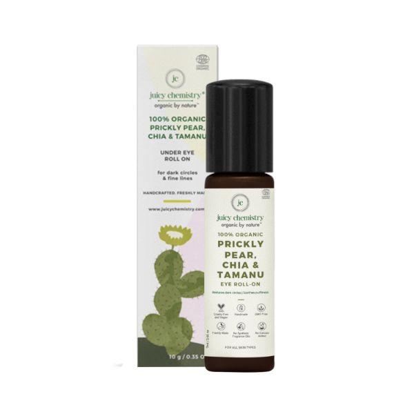 Netmeds | Juicy Chemistry Prickly Pear, Chia & Tamanu Under Eye Oil for Dark Circles & Fine Lines Eye Roll-on 7ml