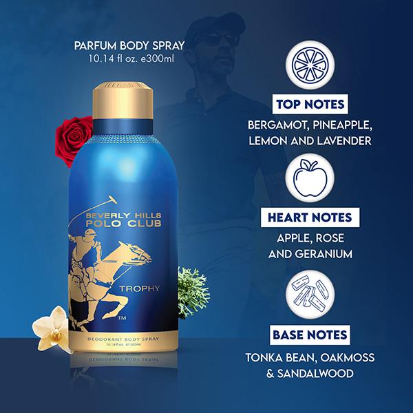 Beverly Hills Polo Club Prestige Parfum Body Spray - Trophy 300 ml - Men Deodorants/Roll-Ons