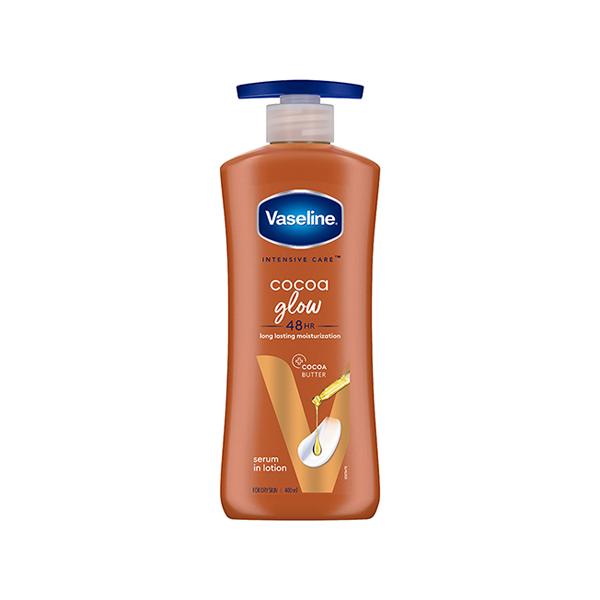 Netmeds | Vaseline Intensive Care Cocoa Glow with pure Cocoa & Shea Butter Restores Glow To Dull & Dry Skin Body Lotion 400ml