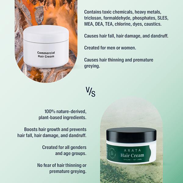 Arata Natural Styling & Hold Hair Cream With Organic Flaxseed & Olive Oil 100 ml - Hair Gels & Waxes