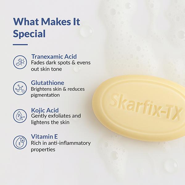 Fixderma Skarfix -TX 1% Kojic Acid Soap for Skin Brightening with Tranexamic Acid, Glutathione 75 g - Soaps