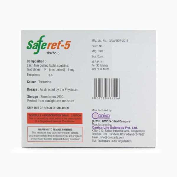 Saferet 5mg Tablet 30'S - Acne-Acn