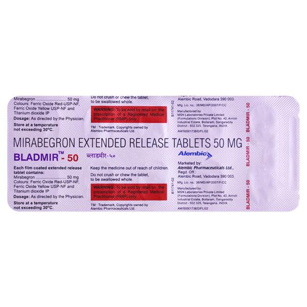 Bladmir 50mg Tablet 10'S - Bladder And Prostate Disorders-Dru