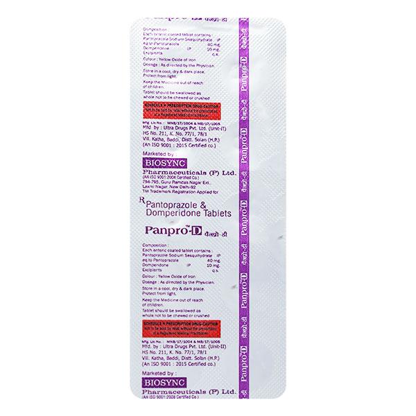 PANPRO D Tablet 10's - Ulcer/Reflux/Flatulence-Aaa