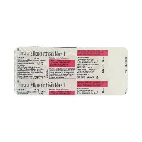 Telsite H 40mg Tablet 10'S - Hypertension-Ang