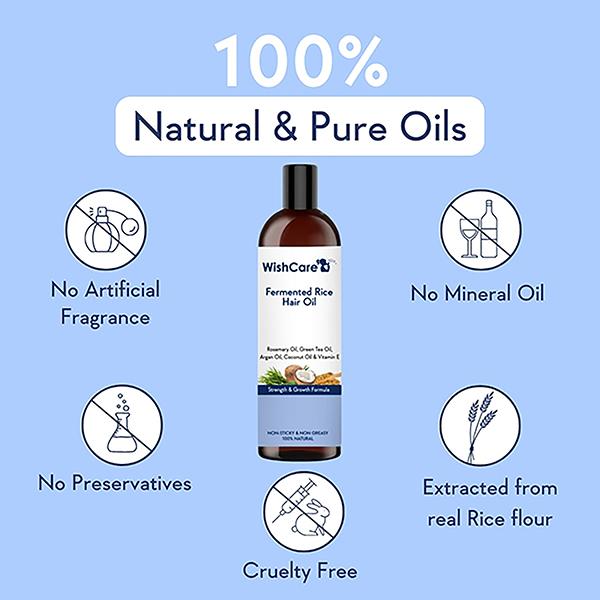 Wishcare Fermented Rice Hair Growth Oil - Strength and Growth formula - Hair Applicator 200ml - Hair Oils