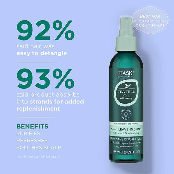 Hask Tea Tree Oil and Rosemary 5 In 1 Leave In Spray 175 ml - Hair Sprays & Mists