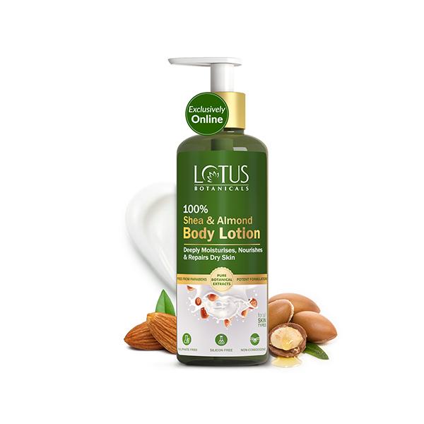 Netmeds | Lotus Botanicals 100% Shea & Almond Body Lotion, Moisturizes Dry Skin, All Skin Types 280 ml