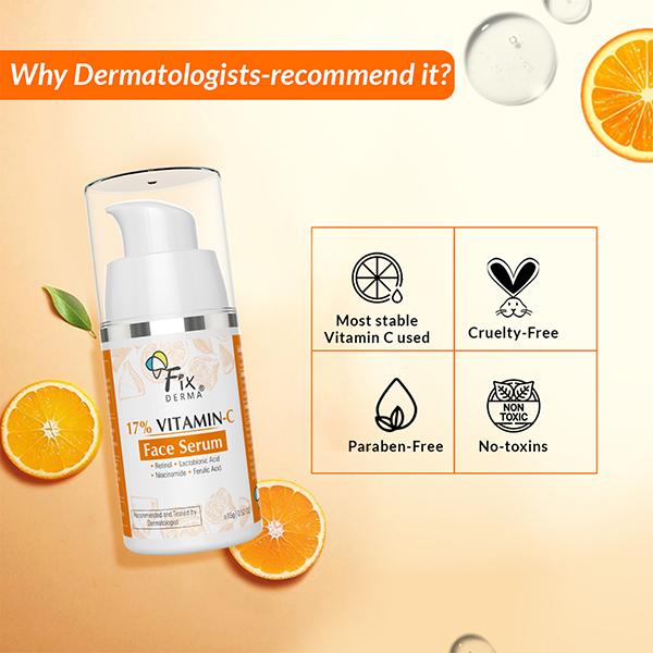 Fixderma 17% Vitamin C Face Serum 15 gm - Face Creams