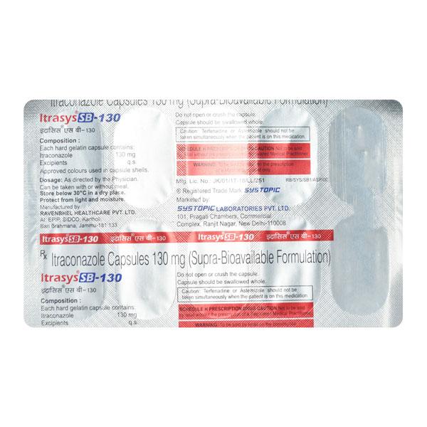 ITRASYS SB 130 Capsule 10's - Fungal Infections-Anf