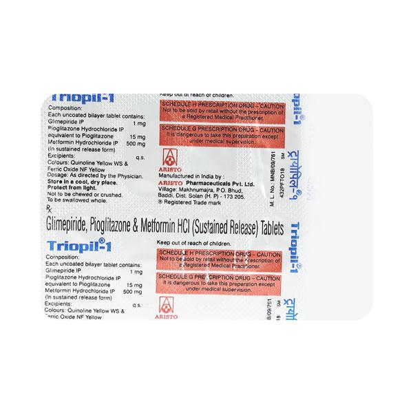 Triopil 1mg Tablet 10'S - Diabetes-Ant