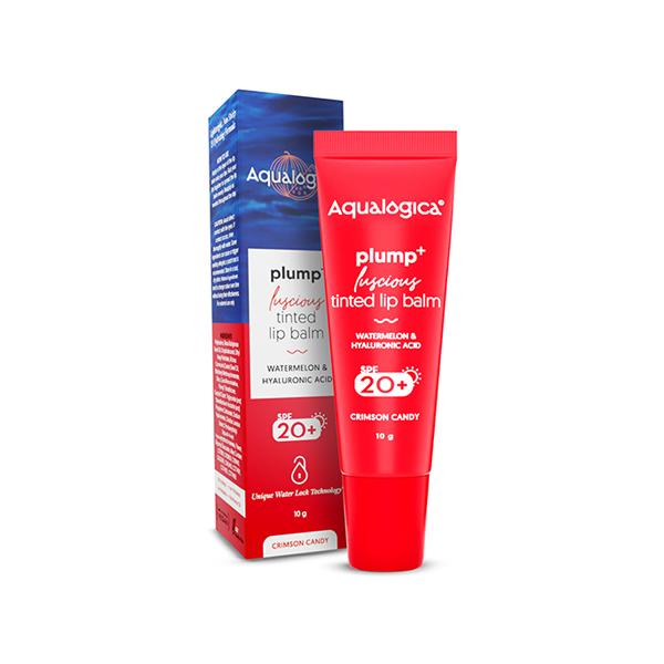 Netmeds | Aqualogica Crimson Candy Plump + Luscious Tinted Lip Balm With Watermelon And Hyaluronic Acid 10 gm