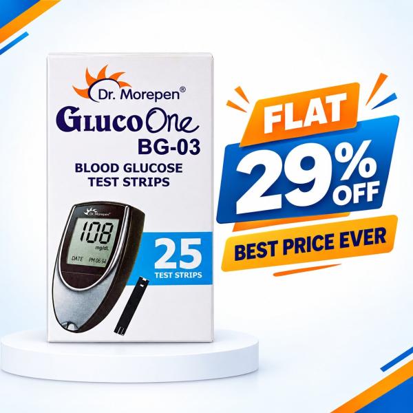 Netmeds | Dr. Morepen GlucoOne BG03 Blood Glucose Test Strips 25's