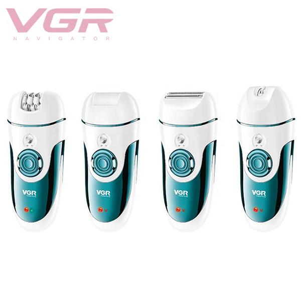VGR 4in1 Epilator and Shaver for Face Legs Underarms Bikini with Callus Remover for Wet and Dry use 1s 1's - Hair Removal Accessories