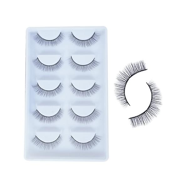 Bronson Professional False Eyelashes Set of 5 Pair 6D Long and Natural 212 Fake False Lashes 1's - Eyelashes