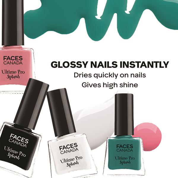 Faces Canada Ultime Pro Splash Mini Nail Enamel, Black Beauty + White O White + Bahama Breeze + Ignite, 20ml 1's - Nail Polish